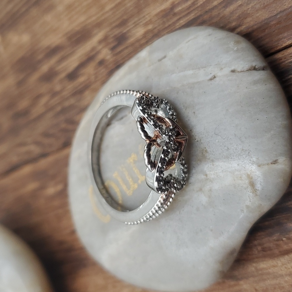 Size 8‎ s925 sterling silver R612 hearts gate band infinity diamond detailing - Picture 3 of 3